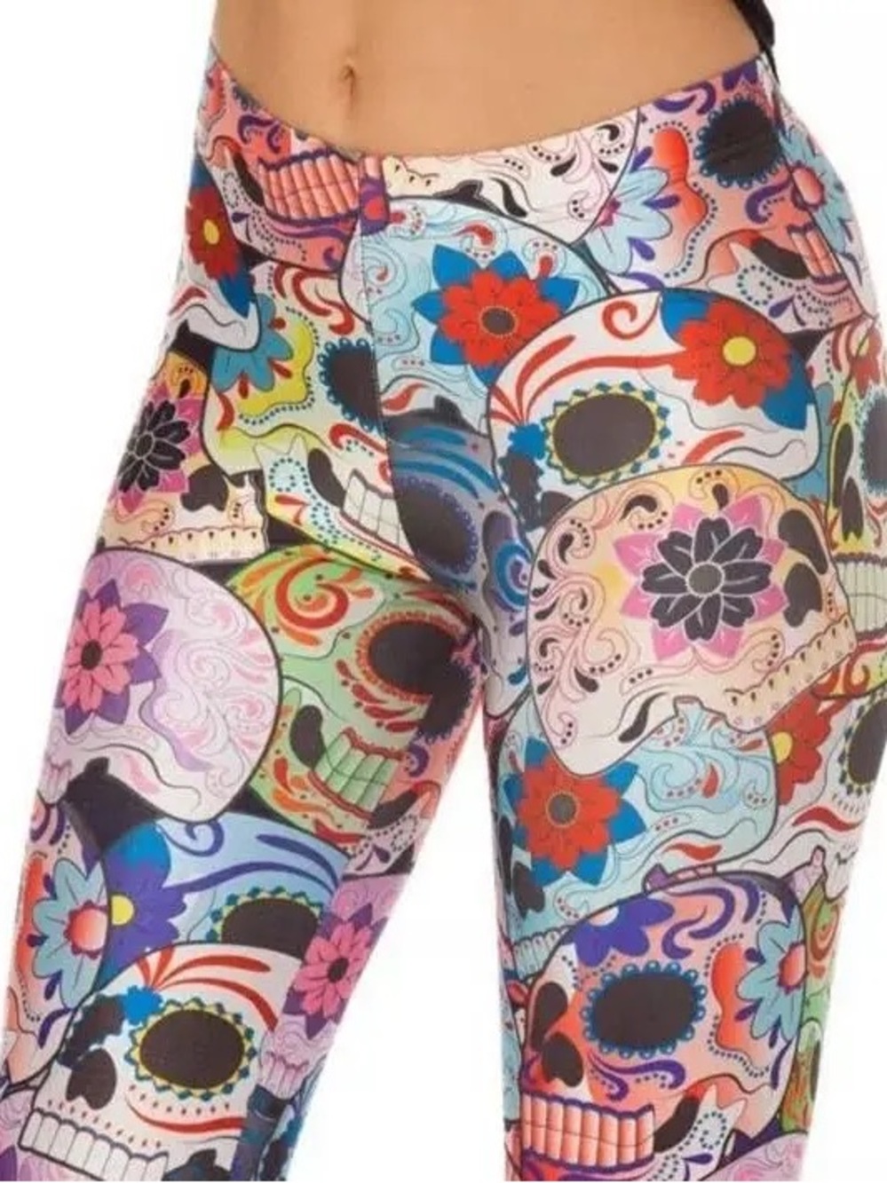 Blackmilk Multicolor Sugar Skull Print Leggings